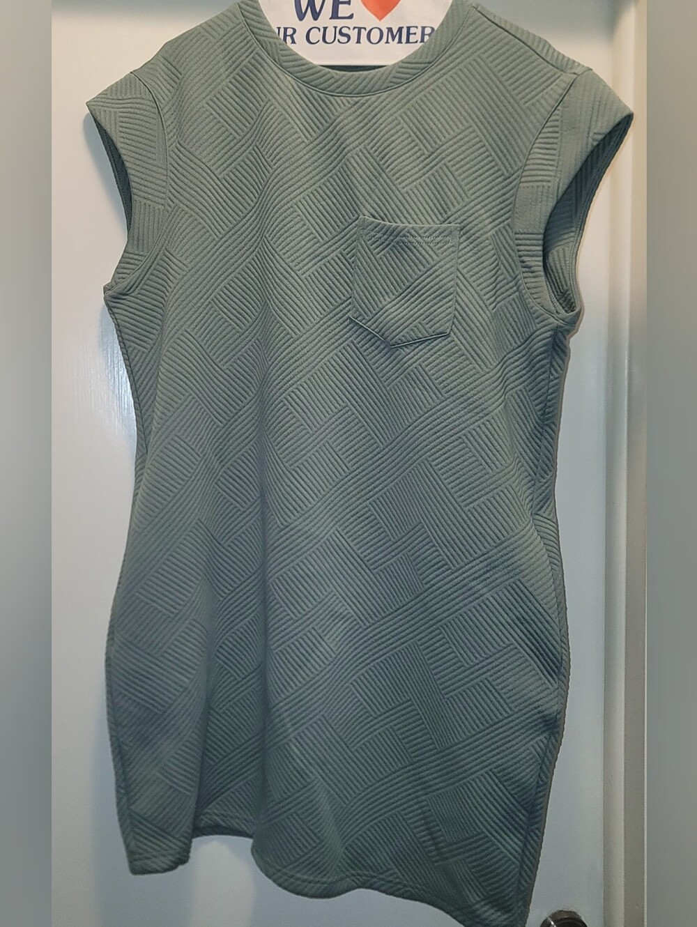 Textured Sleeveless Midi Dress in Sage Green